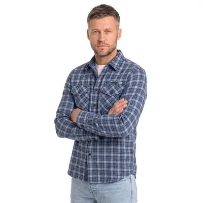 Фланелева чоловіча сорочка в синю клітинку — фото 1
