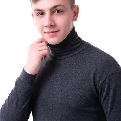 Водолазка юнацька з начосом темно-сіра — фото 4