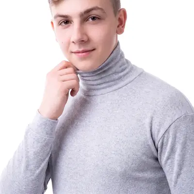 Водолазка юнацька з начосом світло-сіра — фото 4